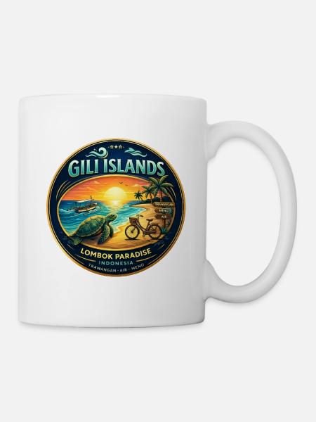 Gili Islands Sunset Turtle Tee - Mug - white
