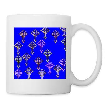 Neon Cross Pattern on Cobalt Blue - Mug - white - Right