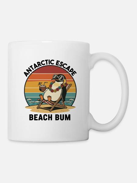 Penguin Beach Retro Beach Bum - Tasse - Weiß