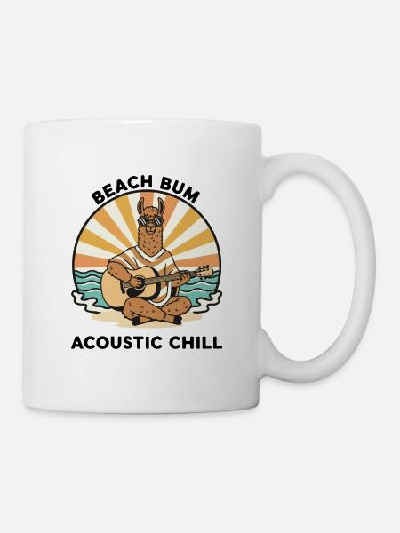 Llama Beach Bum Akustik-Chill-Gitarre - Tasse - Weiß