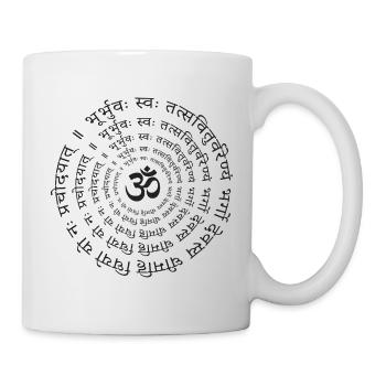 Gayatri Mantra Om Symbol Yoga Meditation Zen - Tasse - Weiß - Rechts