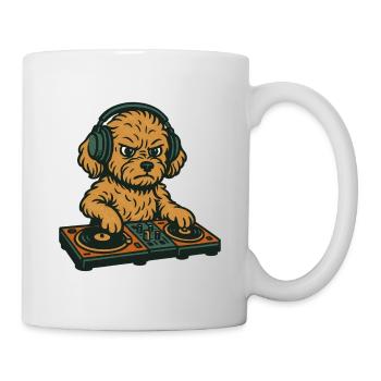 DJ Maltipoo: Retro Hund mit Turntables & Musik - Tasse - Weiß - Rechts