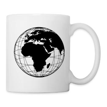 Weltkugel Erde modern minimalistisch - schwarz - Tasse - Weiß - Rechts