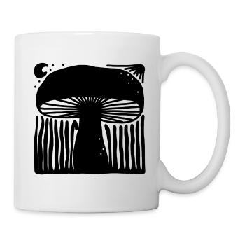 Mystical Celestial Mushroom Linocut Illustration - Mug - white - Right