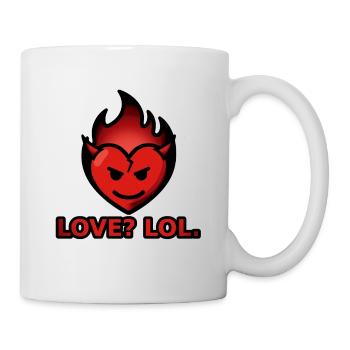Love Lol – Flammendes Herz mit Hörnern - Tasse - Weiß - Rechts