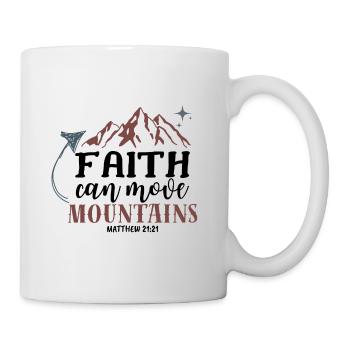 Glaube kann Berge versetzen – Rustikale Illustration - Tasse - Weiß - Rechts