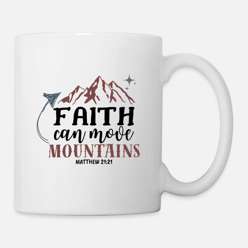 Glaube kann Berge versetzen – Rustikale Illustration - Tasse - Weiß
