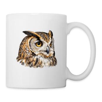 Künstlerische Feder-Nachteule - Tasse - Weiß - Rechts