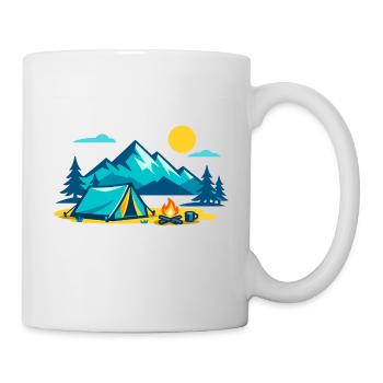 Bergzeltcamping unter sonniger Berglandschaft - Tasse - Weiß - Rechts