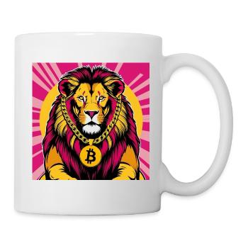 Krypto-Löwe Neon Pop Kunst - Tasse - Weiß - Rechts