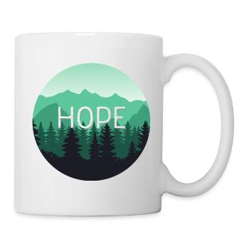 Hoffnung, Wald, Berglandschaft - Tasse - Weiß - Rechts