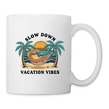 Faultier-Faultier-Hängematte – Slow Down Urlaubsstimmung - Tasse - Weiß - Rechts