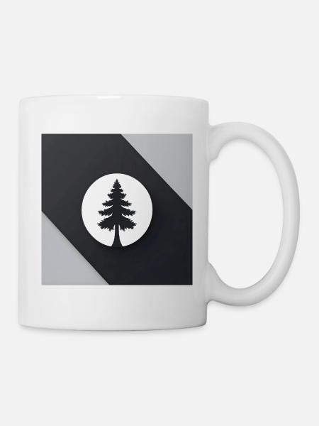 Baumsilhouette im Mondkreis - Tasse - Weiß