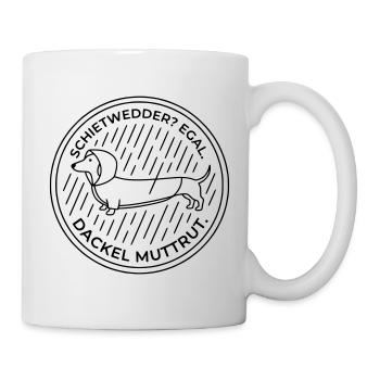 dackel mutt rut schietwetter - Tasse - Weiß - Rechts