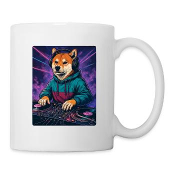 Shiba Inu DJ im Neon Club mit Turntables - Tasse - Weiß - Rechts