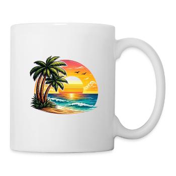 Palmenstrand Sonnenuntergang - Tasse - Weiß - Rechts