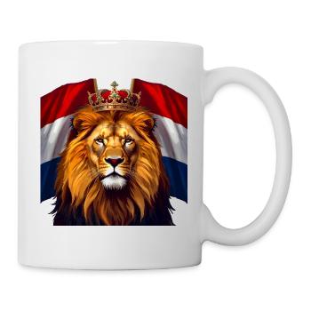Lion couronne sur drapeau néerlandais - Mug blanc - blanc - Droite