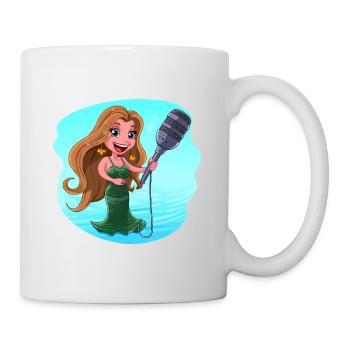 Microphone de karaoké chantant une sirène - Mug blanc - blanc - Droite
