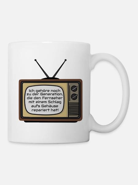 Retrofernseher: Schlag aufs Gehäuse - Tasse - Weiß