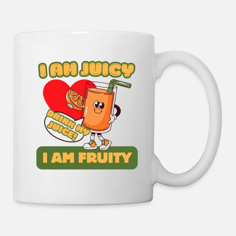 Ich bin Juicy – Ich bin Fruity – Cartoon-Tee - Tasse - Weiß