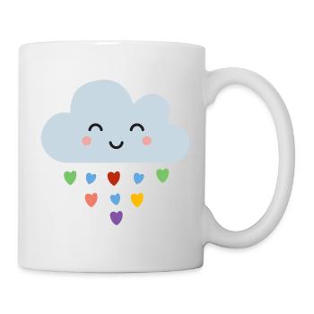 Mignons nuages en forme de cœurs arc-en-ciel Kawaii Happy Mood Design - Mug blanc - blanc - Droite