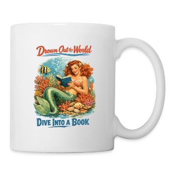 Retro Meerjungfrau: Dive Into a Book Pin-up - Tasse - Weiß - Rechts