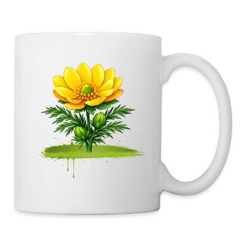 Gelbe Blume Natur Pinselstrich Design  - Tasse - Weiß - Rechts