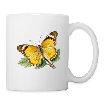 Yellow butterfly, naturalistic illustration etching - Mug - white - Right