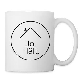 Dachdecker Jo Hält Spruch Badge - Tasse - Weiß - Rechts