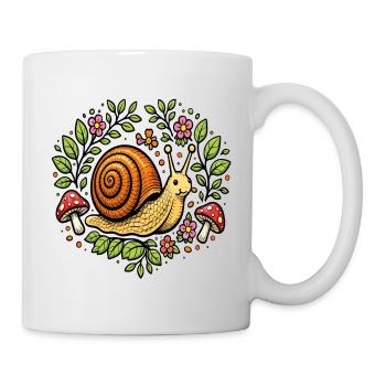 Cute Snail Flowers and Mushrooms - Mug - white - Right