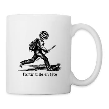 Partir bille en tête - jeu de mots décalé - Mug blanc - blanc - Droite