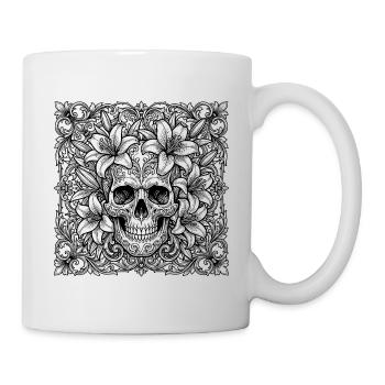 Bloom to Decay – Gothic Skull & Lily Art - Tasse - Weiß - Rechts