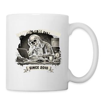 Funny Skeleton Waiting For Motivation Since 2010 - Mug blanc - blanc - Droite