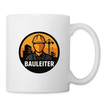 Icône du constructeur : ouvrier du bâtiment chez une grue de construction - Mug blanc - blanc - Droite