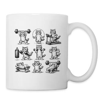 Fitness Cat - Funny cats doing sports - Mug - white - Right