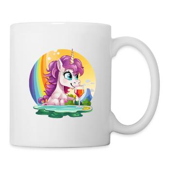Unicorn am Pool mit Regenbogen - Tasse - Weiß - Rechts