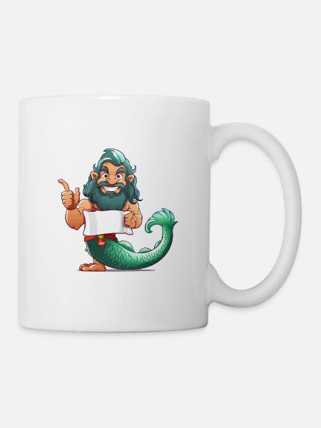 Meerheld mit Bart und Flosse - Tasse - Weiß