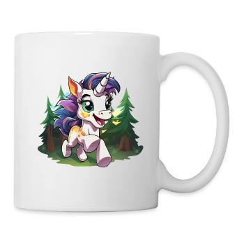 Bunter Waldunikorn im Glück - Tasse - Weiß - Rechts