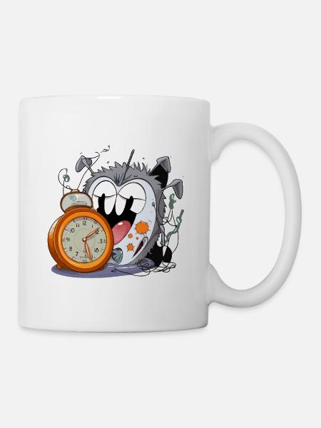 Schlafloses Uhrmonster - Tasse - Weiß