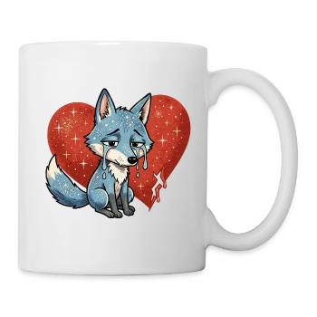 Fox animal sad symbol heart broken - Mug - white - Right