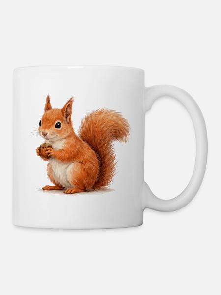 Eichhörnchen mit Eichel Illustration - Tasse - Weiß