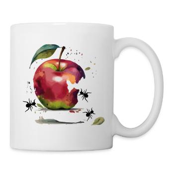 Colorful apple with ants - Mug - white - Right