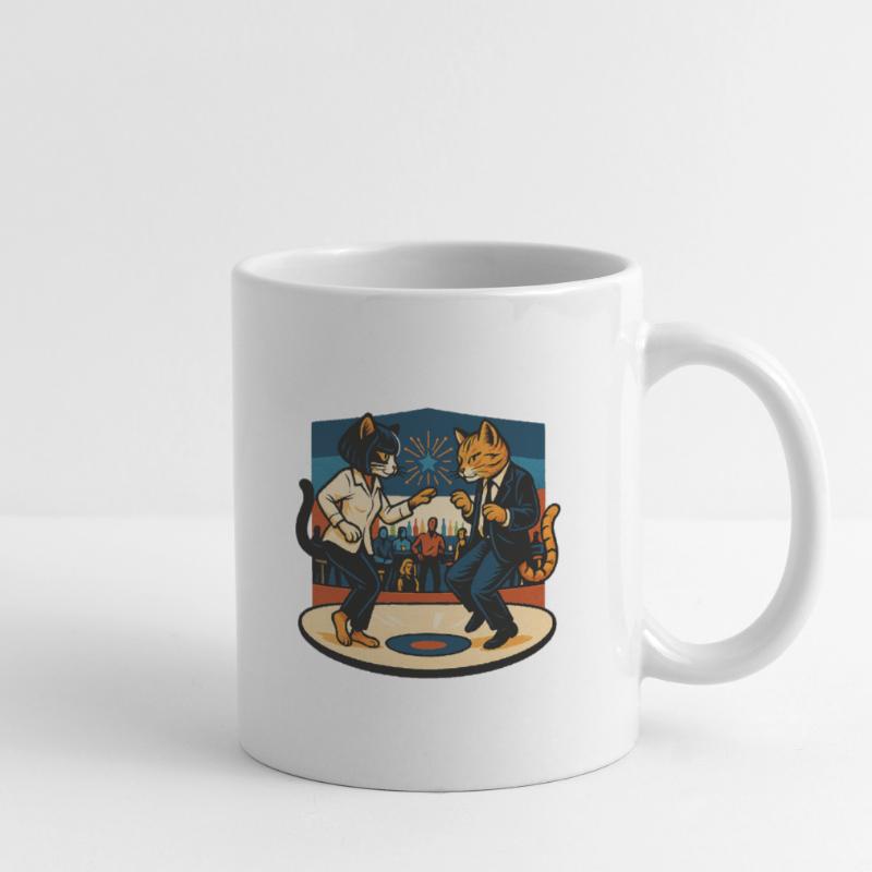Two Retro Cats Dancing – Vintage Style Mug