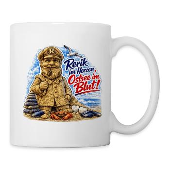 Rerik Ostsee Herzblut Strandmotiv - Tasse - Weiß - Rechts