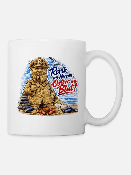 Rerik im Herzen, Ostsee im Blut! - Erik aus Rerik - Tasse - Weiß