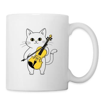 Cute Cat Playing Cello Chat - Mug blanc - blanc - Droite