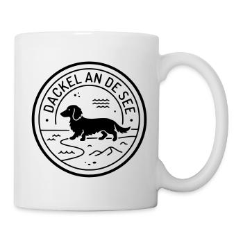 Dackel an de See Moin Platt - Tasse - Weiß - Rechts