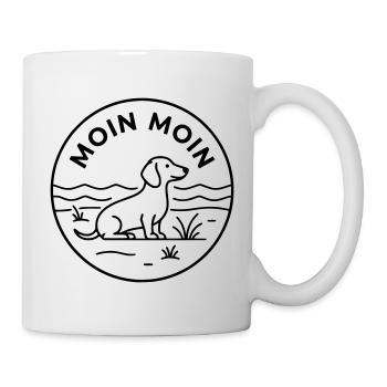 Moin Dackel Meer Badge - Tasse - Weiß - Rechts