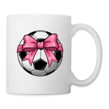Girls' Football T-shirt with Pink Bow - Coquett's Design - Mug - white - Right
