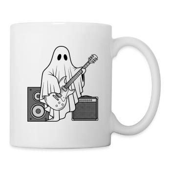 Geist spielt E-Bassgitarre – Halloween - Tasse - Weiß - Rechts